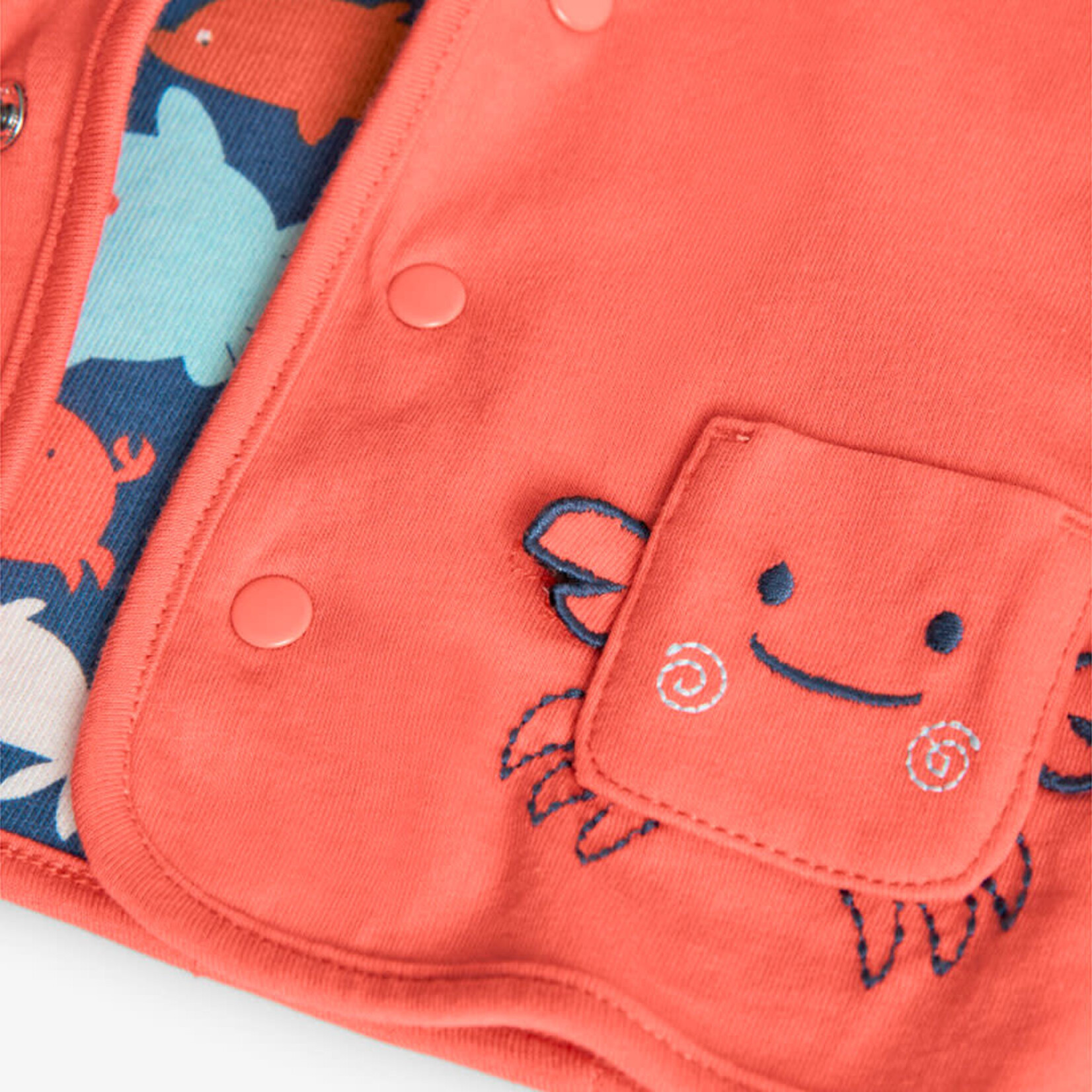 Boboli BOBOLI - Veste réversible orange vif et bleu marine à imprimé d'animaux marins