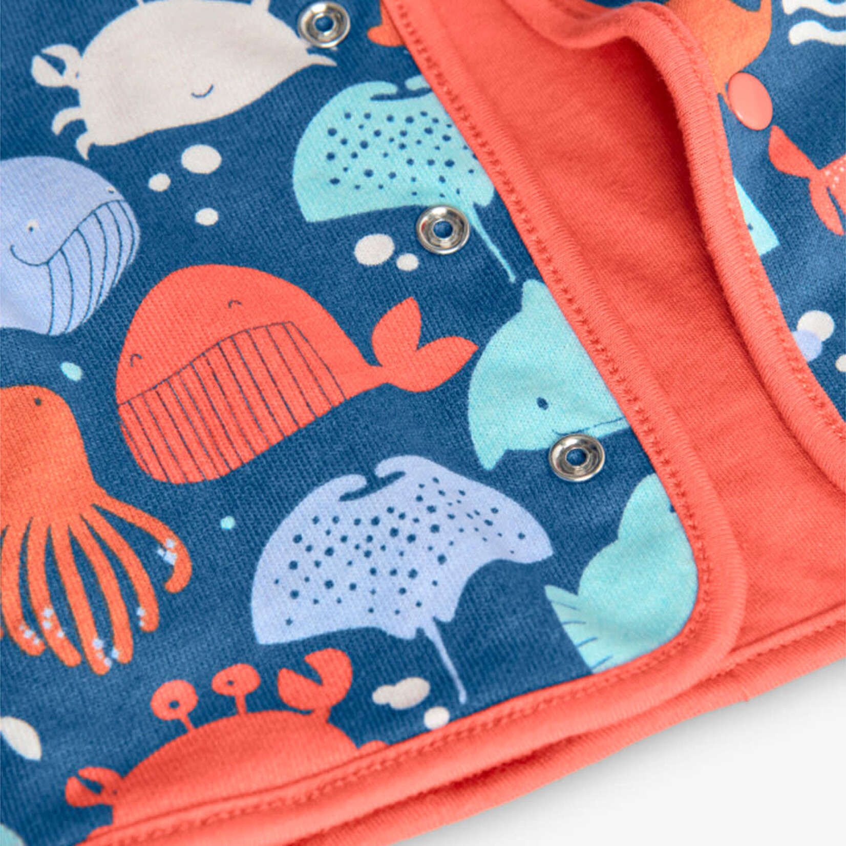 Boboli BOBOLI - Veste réversible orange vif et bleu marine à imprimé d'animaux marins