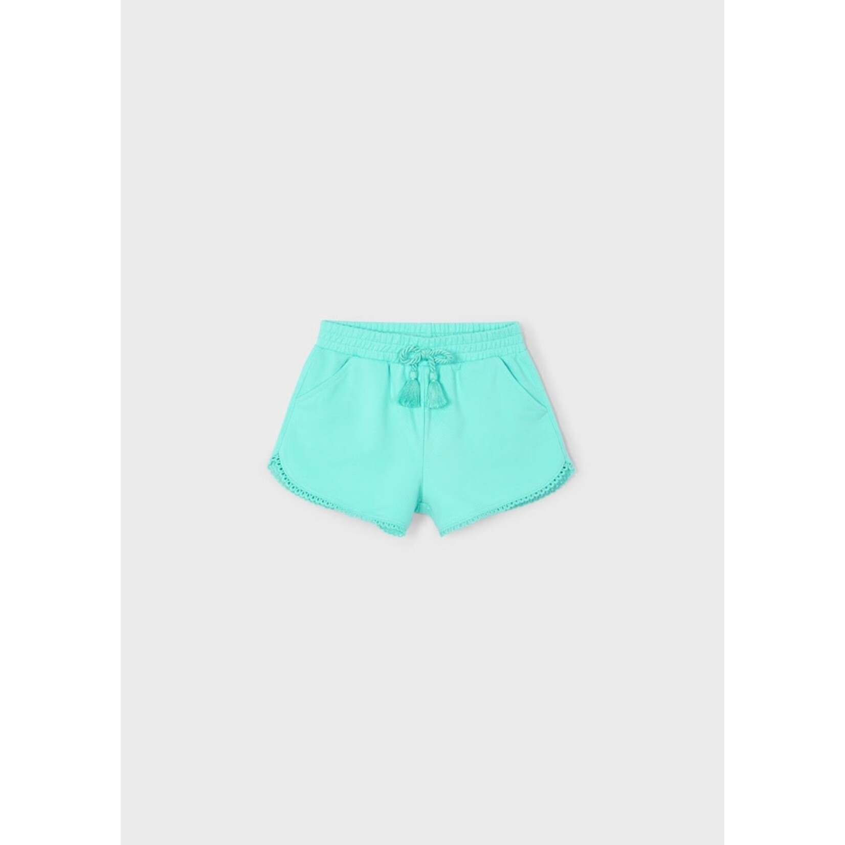 Mayoral MAYORAL - Short en coton turquoise vif avec effet broderie au bas
