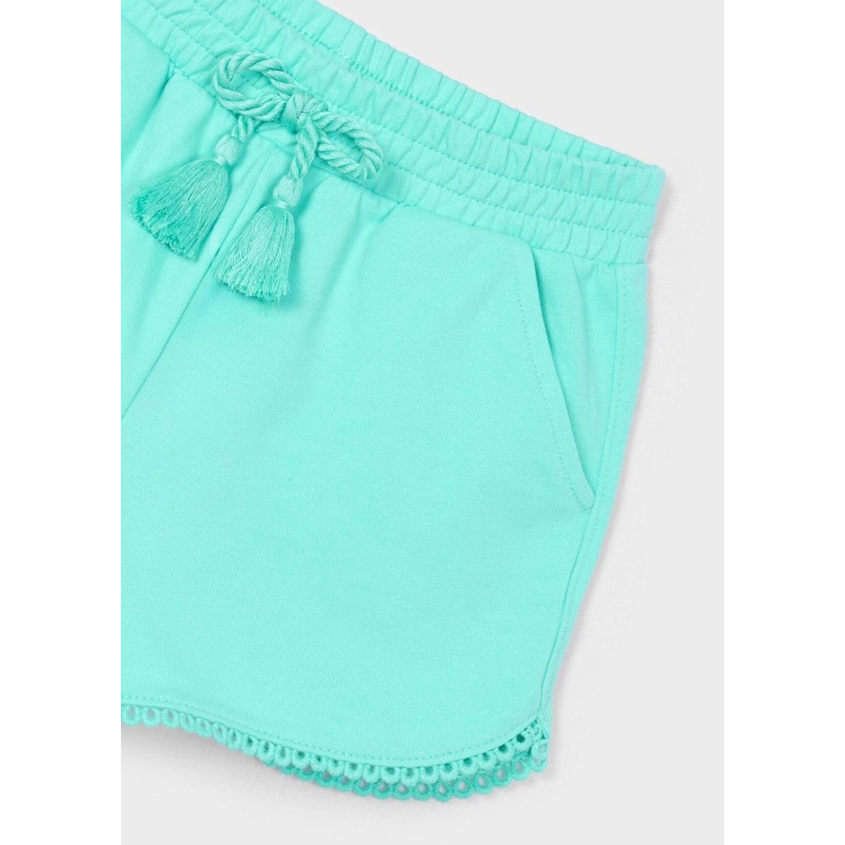 Mayoral MAYORAL - Short en coton turquoise vif avec effet broderie au bas