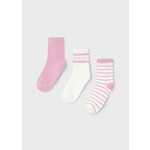 Mayoral MAYORAL - Lot de 3 paires de chaussettes 'uni rose/blanc écriture rose/blanc ligné rose'