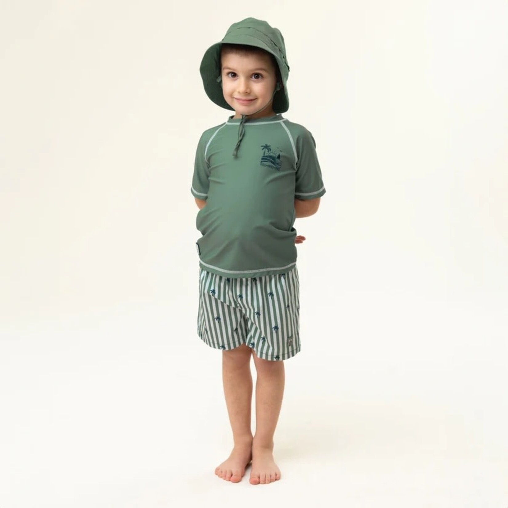 Nanö NANÖ - Short de maillot UV avec rayures vertes et imprimés de palmiers
