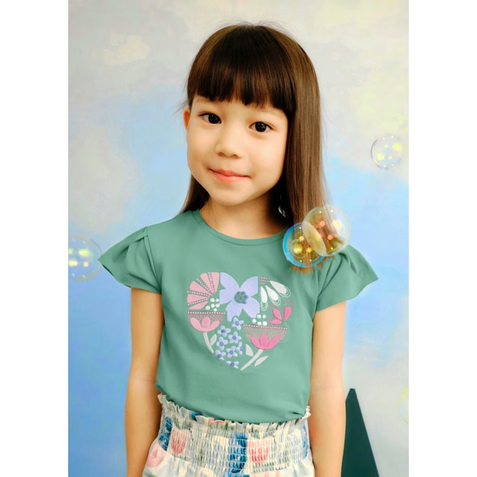 Mayoral MAYORAL - T-shirt à manches courtes à broderies de fleurs