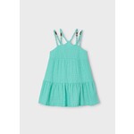 Mayoral MAYORAL -  Sleeveless dress with perforated fabric and wooden beads