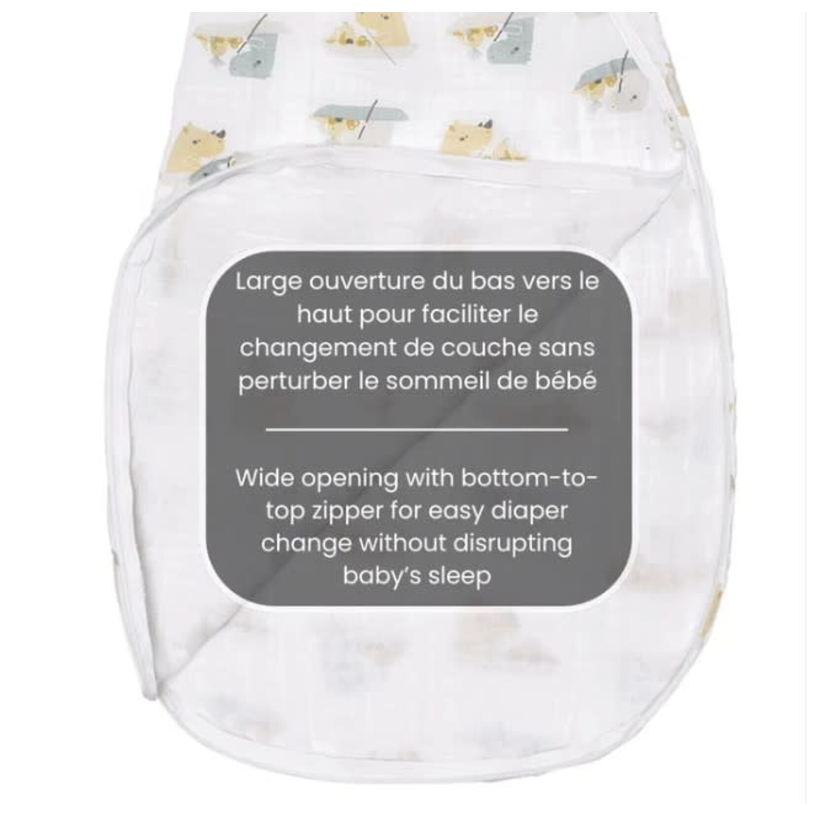 Perlimpinpin PERLIMPINPIN - Muslin cotton sleep bag - Rhino (0.7 togs)