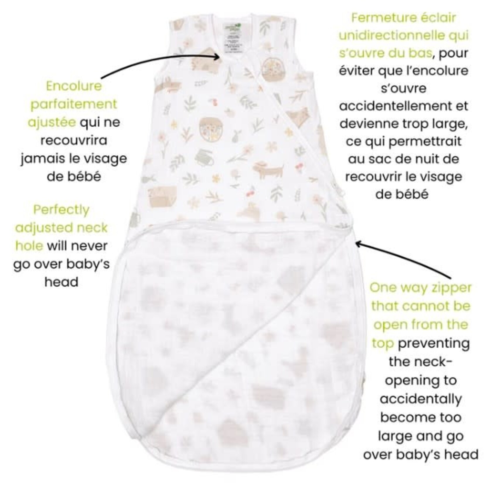 Perlimpinpin PERLIMPINPIN - Sac de nuit/gigoteuse en mousseline de coton - Pique-nique (0.7 togs)