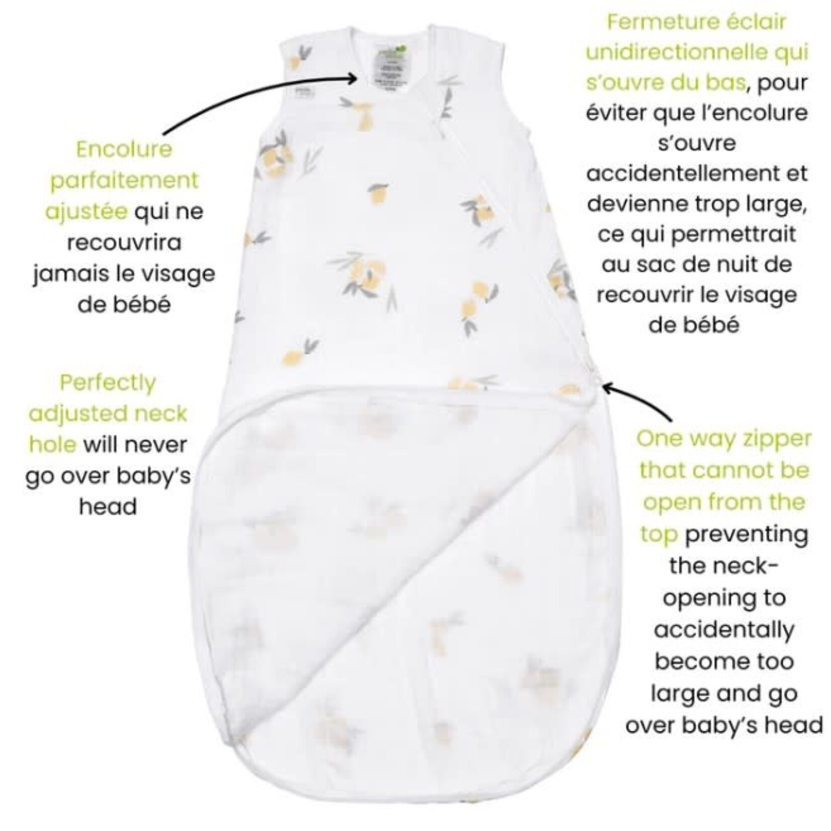 Perlimpinpin PERLIMPINPIN - Muslin cotton sleep bag - Lemons (0.7 togs)