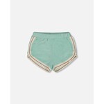 Deux par Deux DEUX PAR DEUX- Short en ratine turquoise et beige 'Koala Fleuri'