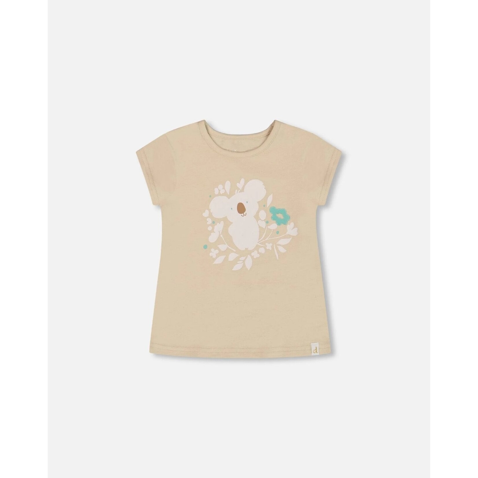 Deux par Deux DEUX PAR DEUX- Organic Cotton T-shirt Beige And Cream 'Koala Story'