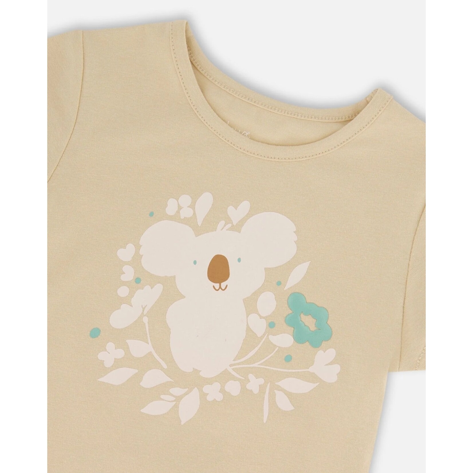 Deux par Deux DEUX PAR DEUX- Organic Cotton T-shirt Beige And Cream 'Koala Story'