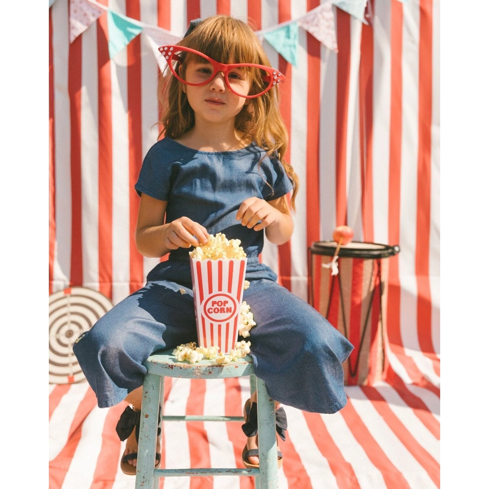 Deux par Deux DEUX PAR DEUX - Chambray navy blue jumpsuit 'Line up stripes'