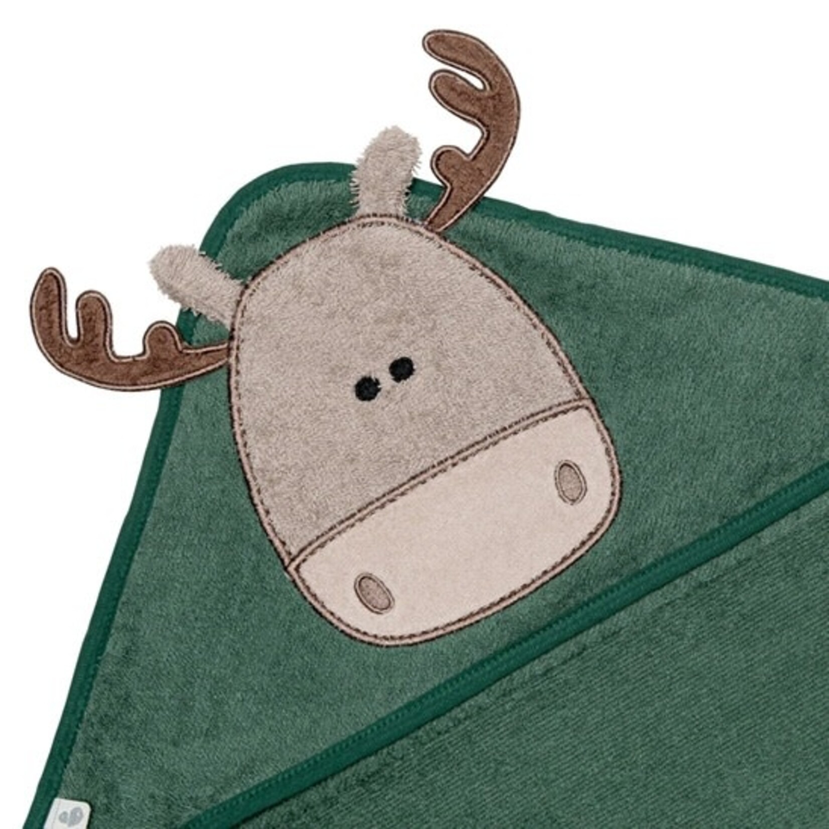 Perlimpinpin PERLIMPINPIN - Green hooded bath towel 'Moose'