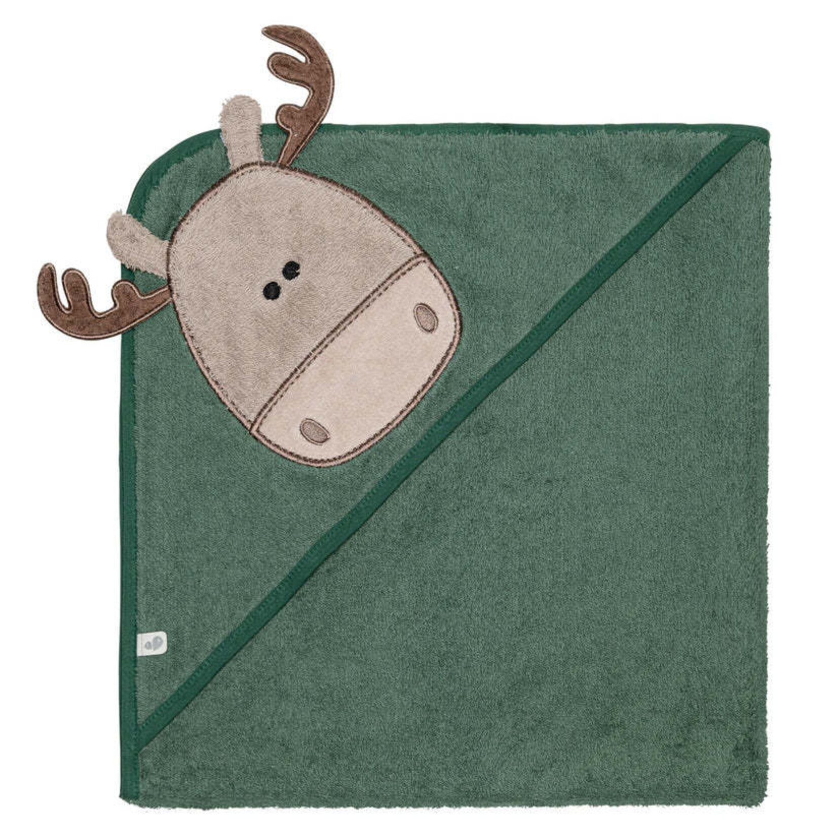 Perlimpinpin PERLIMPINPIN - Green hooded bath towel 'Moose'