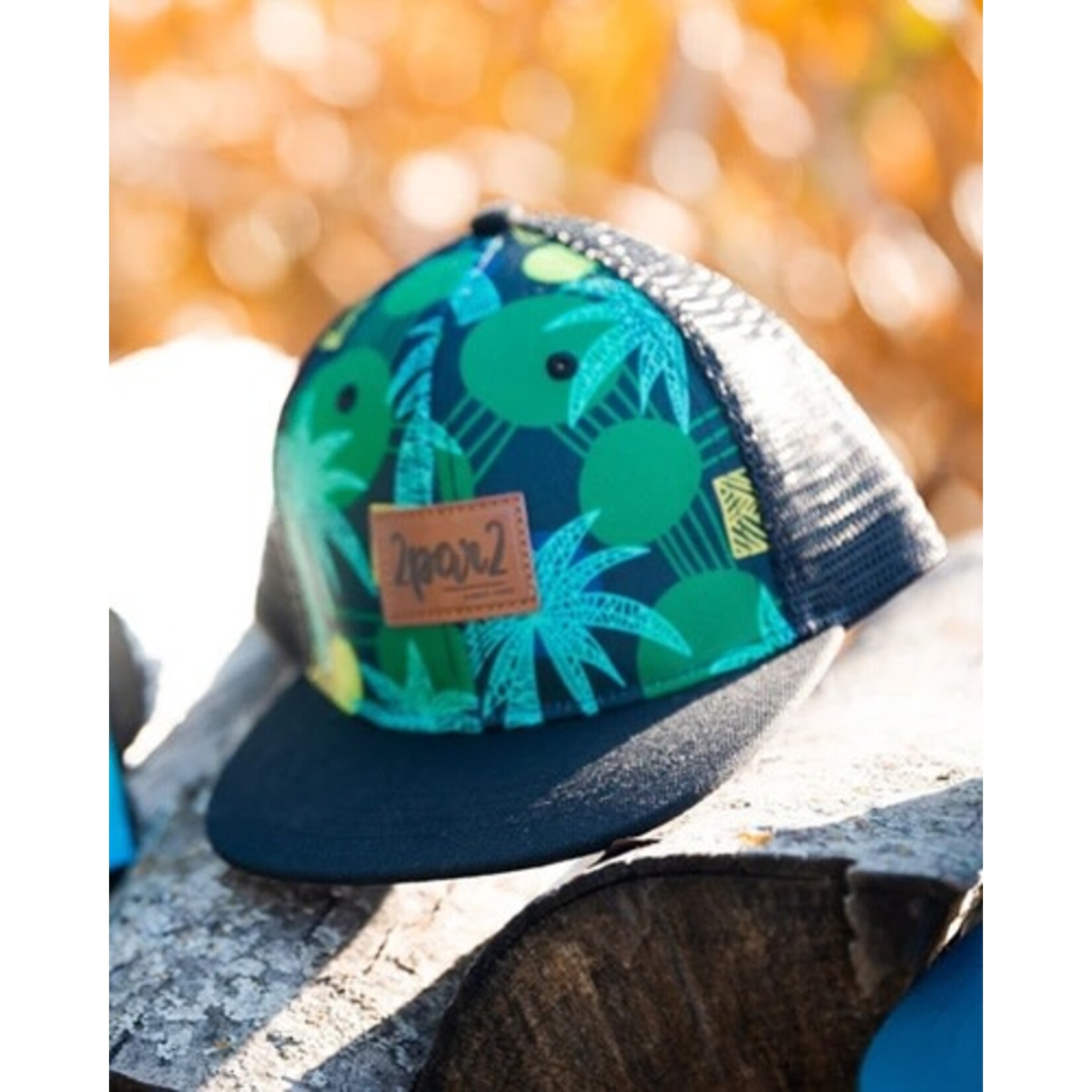Deux par Deux DEUX PAR DEUX - Casquette noire imprimée jungle verte avec filet