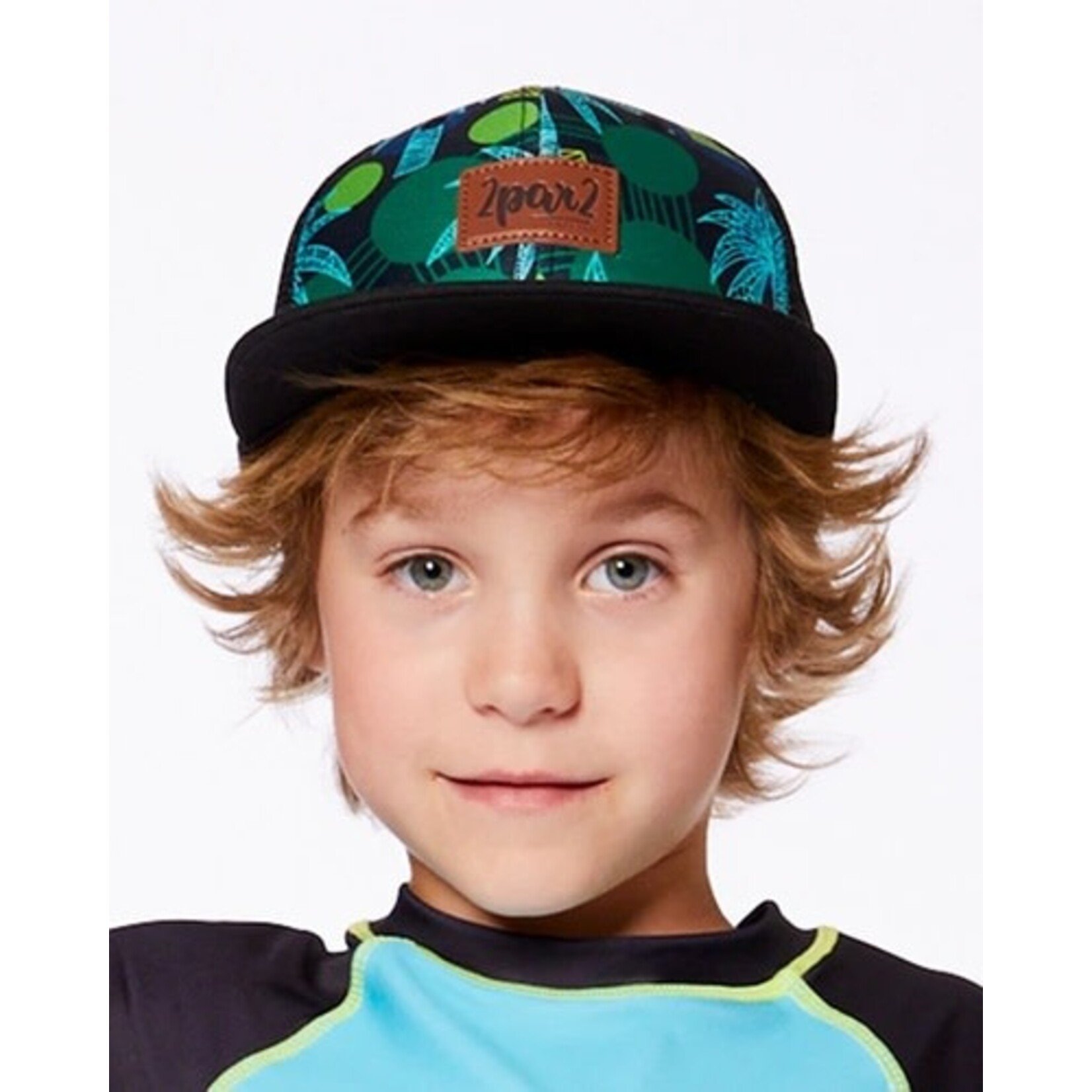 Deux par Deux DEUX PAR DEUX - Casquette noire imprimée jungle verte avec filet
