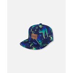 Deux par Deux DEUX PAR DEUX - Casquette  bleu marine avec imprimée de dinosaures bleu et vert