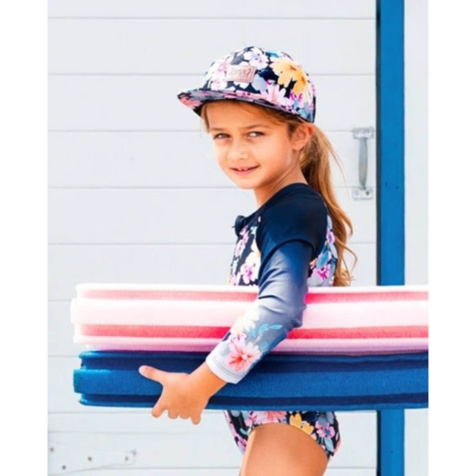 Deux par Deux DEUX PAR DEUX - Navy blue cap printed with yellow and pink flowers