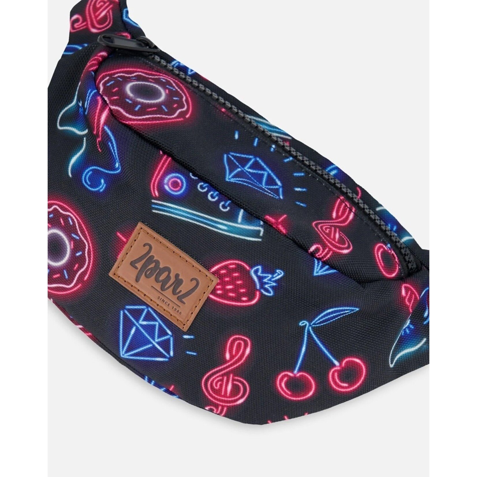 Deux par Deux DEUX PAR DEUX - Sac banane noir avec imprimé style néon bleu et rose