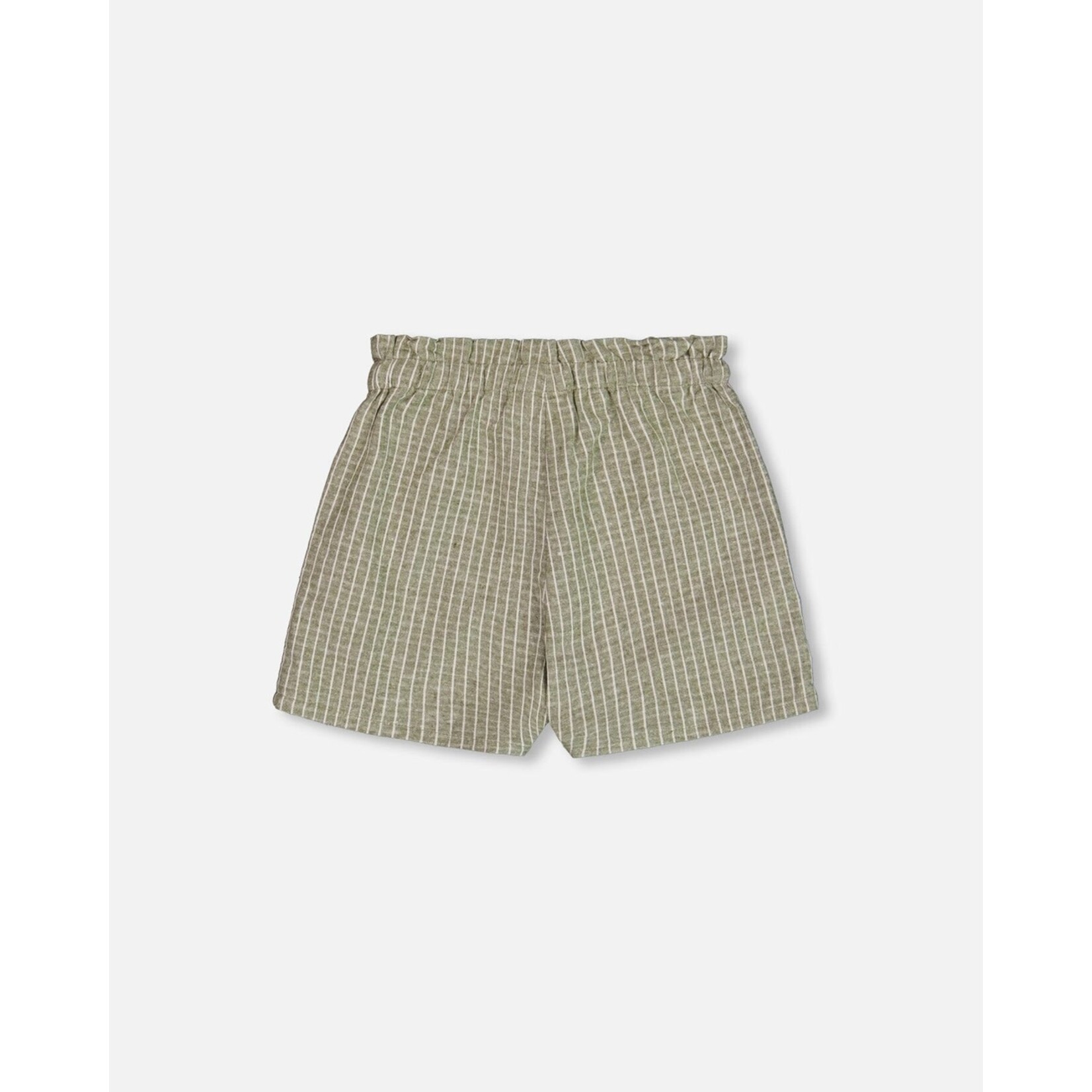 Deux par Deux DEUX PAR DEUX -Short en lin à petits carreaux vert et crème et poches 'Poésie d'été'