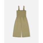 Deux par Deux DEUX PAR DEUX -Smocked Crinkle Jersey Olive Green Jumpsuit 'A Summer Dream'