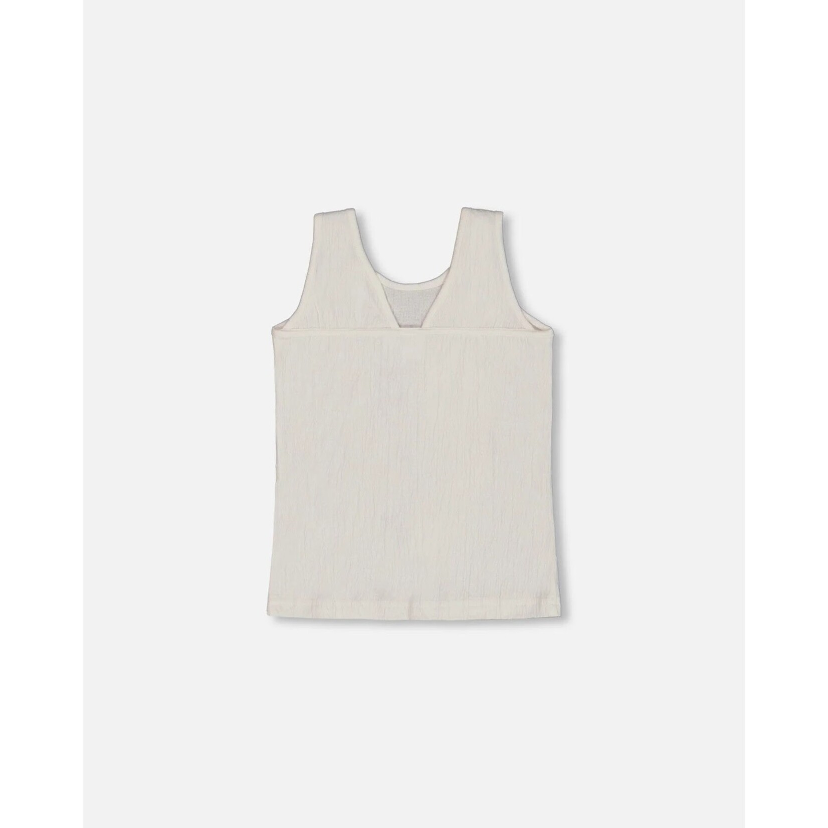 Deux par Deux DEUX PAR DEUX - Camisole en jersey froissé imprimé à fleurs roses sur fond crème 'Poésie d'été'