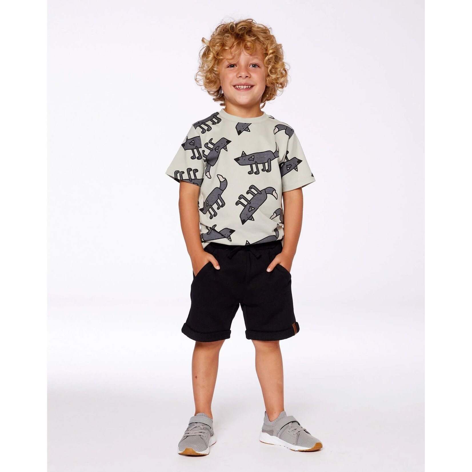 Deux par Deux DEUX PAR DEUX- Teal Short Sleeve T-Shirt with Grey Wolf Print 'B.O.Y.S'
