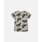Deux par Deux DEUX PAR DEUX- T-shirt à manches courtes couleur sarcelle avec imprimé de loups gris 'B.O.Y.S'