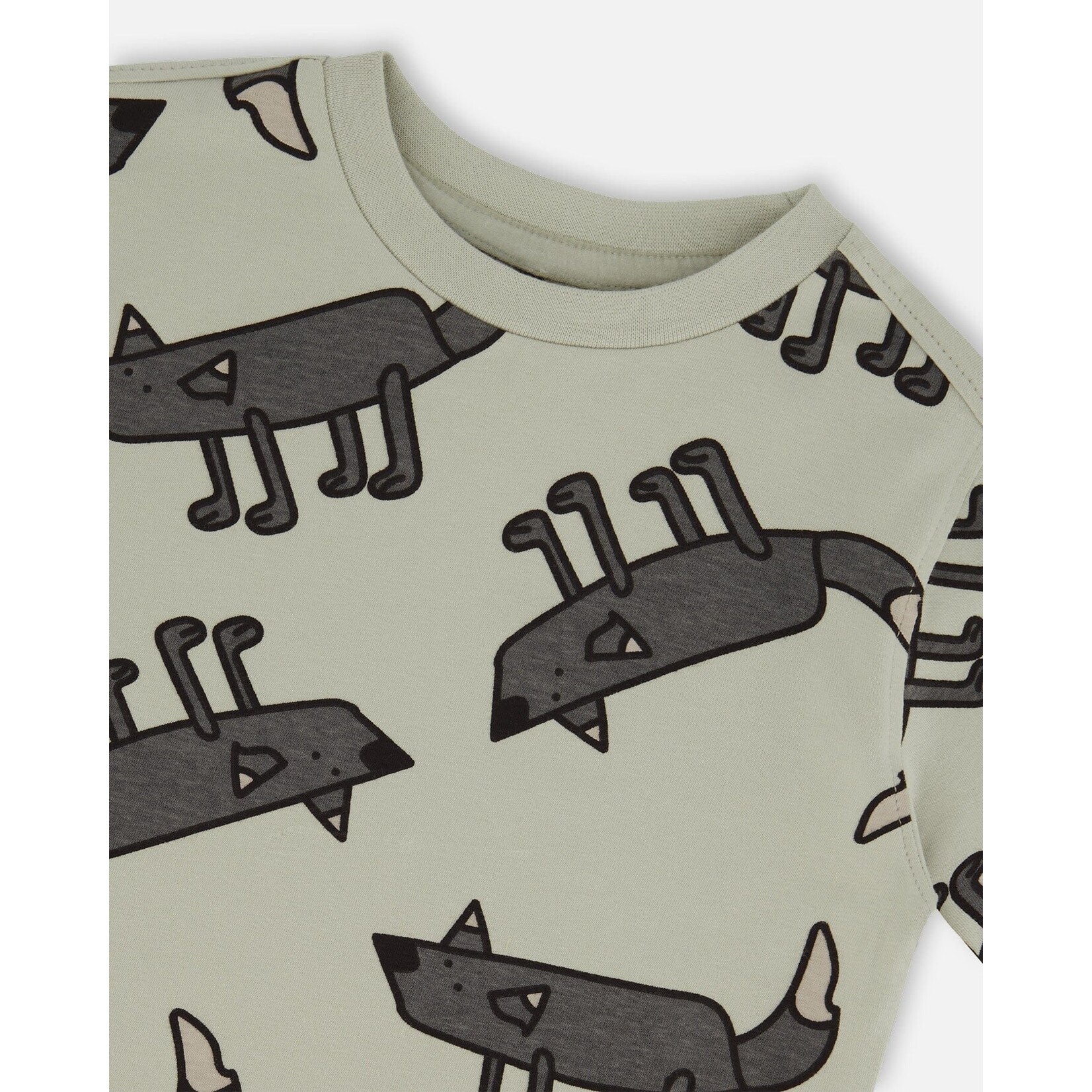 Deux par Deux DEUX PAR DEUX- Teal Short Sleeve T-Shirt with Grey Wolf Print 'B.O.Y.S'