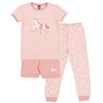 Nanö NANÖ - Three-piece light pink and coral pyjamas 'Unicorn'