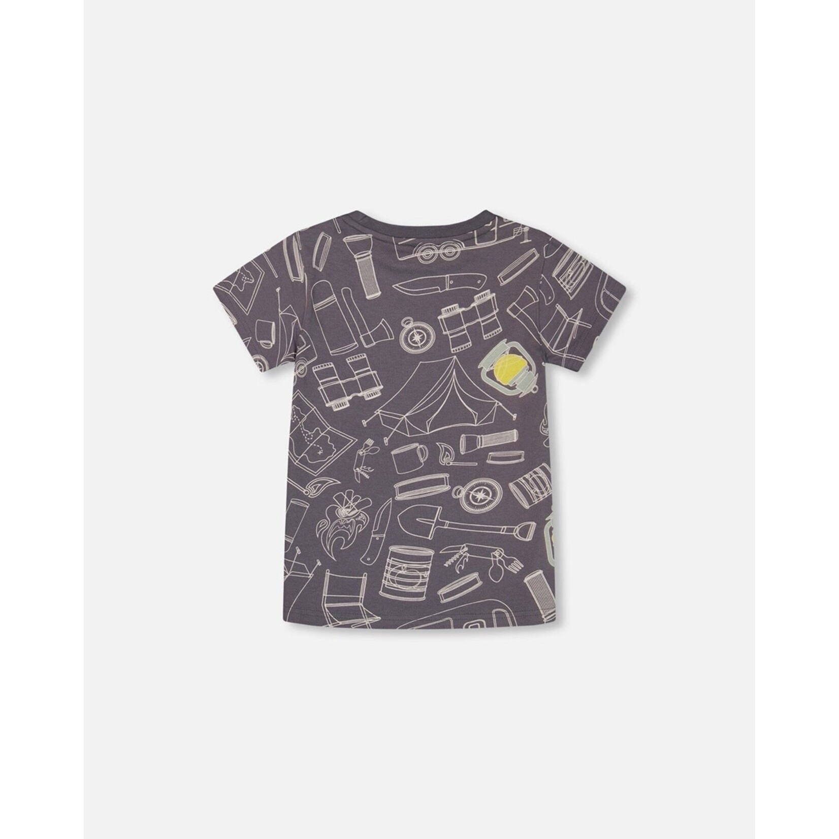 Deux par Deux DEUX PAR DEUX - Grayish blue short sleeve t-shirt with camping print 'B.O.Y.S'