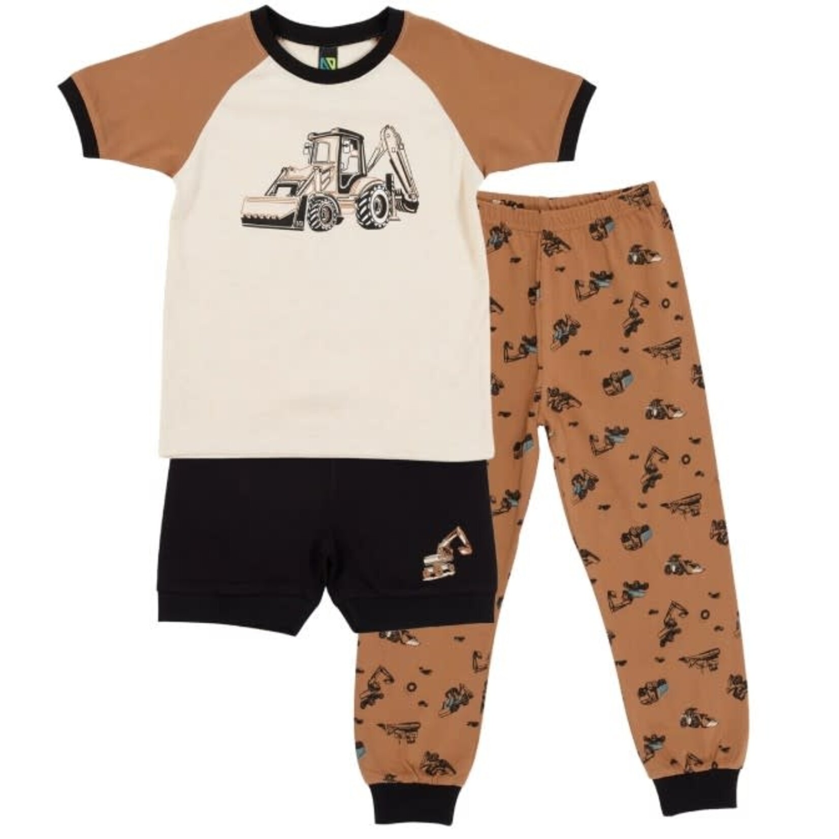 Nanö NANÖ - Three-piece beige and brown pyjamas 'Excavator'