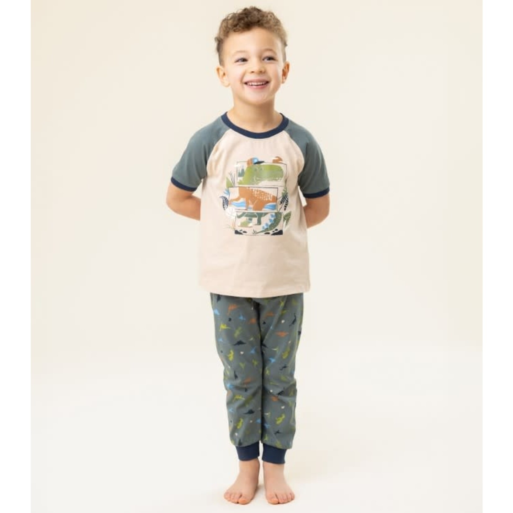 Nanö NANÖ - Pyjama 3 morceaux vert et beige 'Dinosaures'