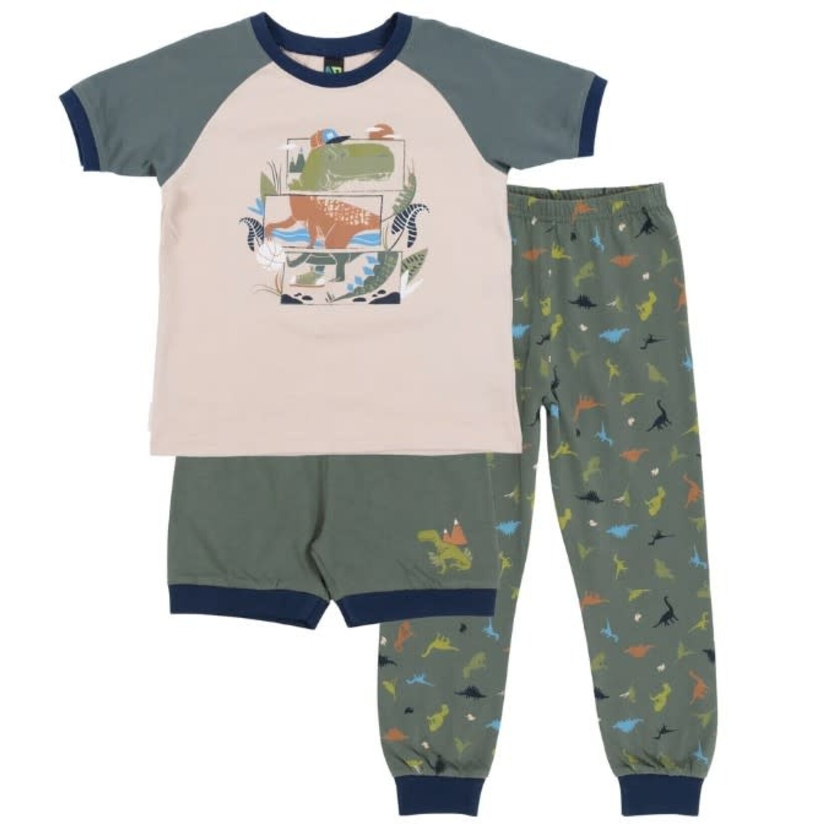 Nanö NANÖ - Pyjama 3 morceaux vert et beige 'Dinosaures'
