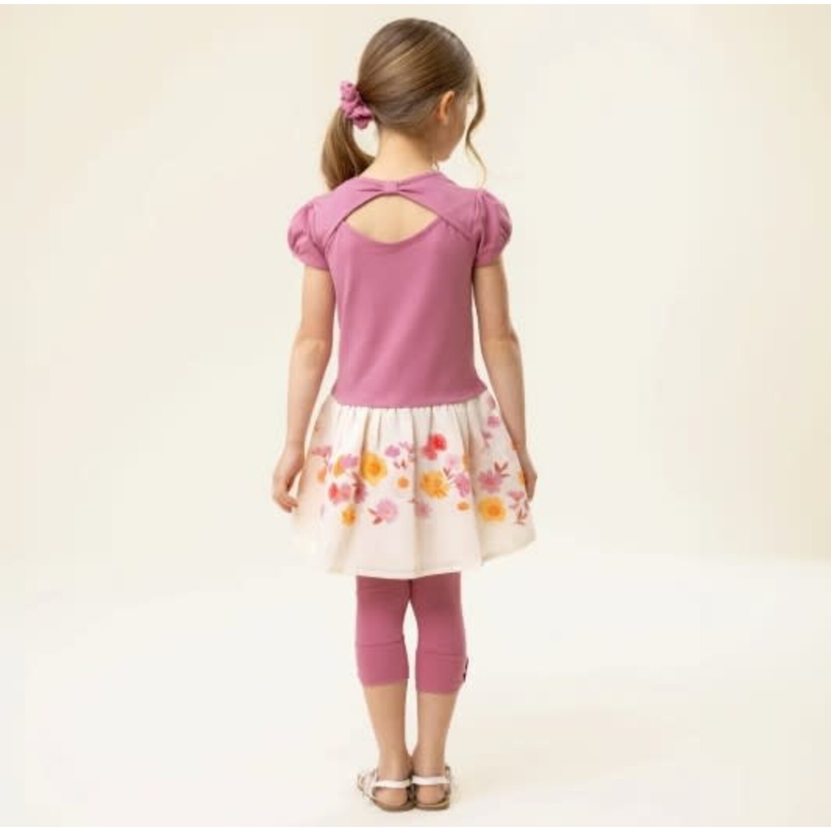 Nanö NANÖ - Robe à haut rose et bas crème fleuri 'Joli colibri'