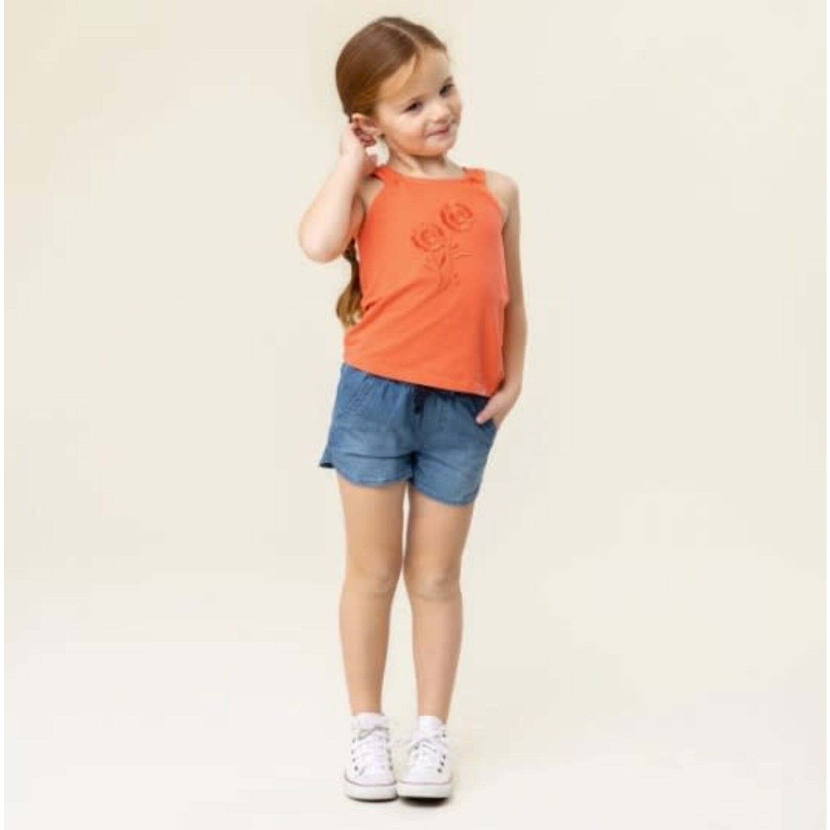 Nanö NANÖ - Camisole corail avec broderie de fleurs 'Joli colibri'