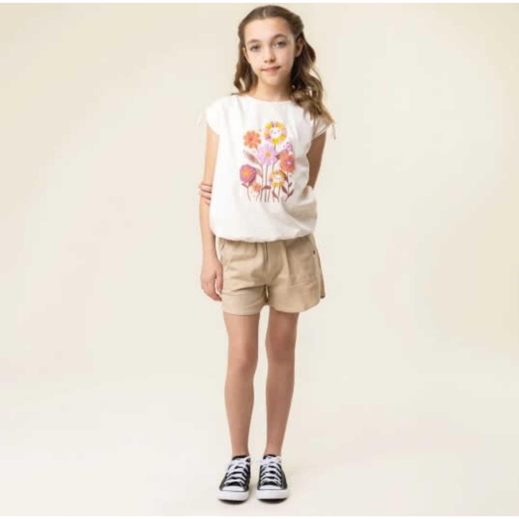 Nanö NANÖ - T-shirt à manches courtes crème imprimé de fleurs 'Joli colibri'
