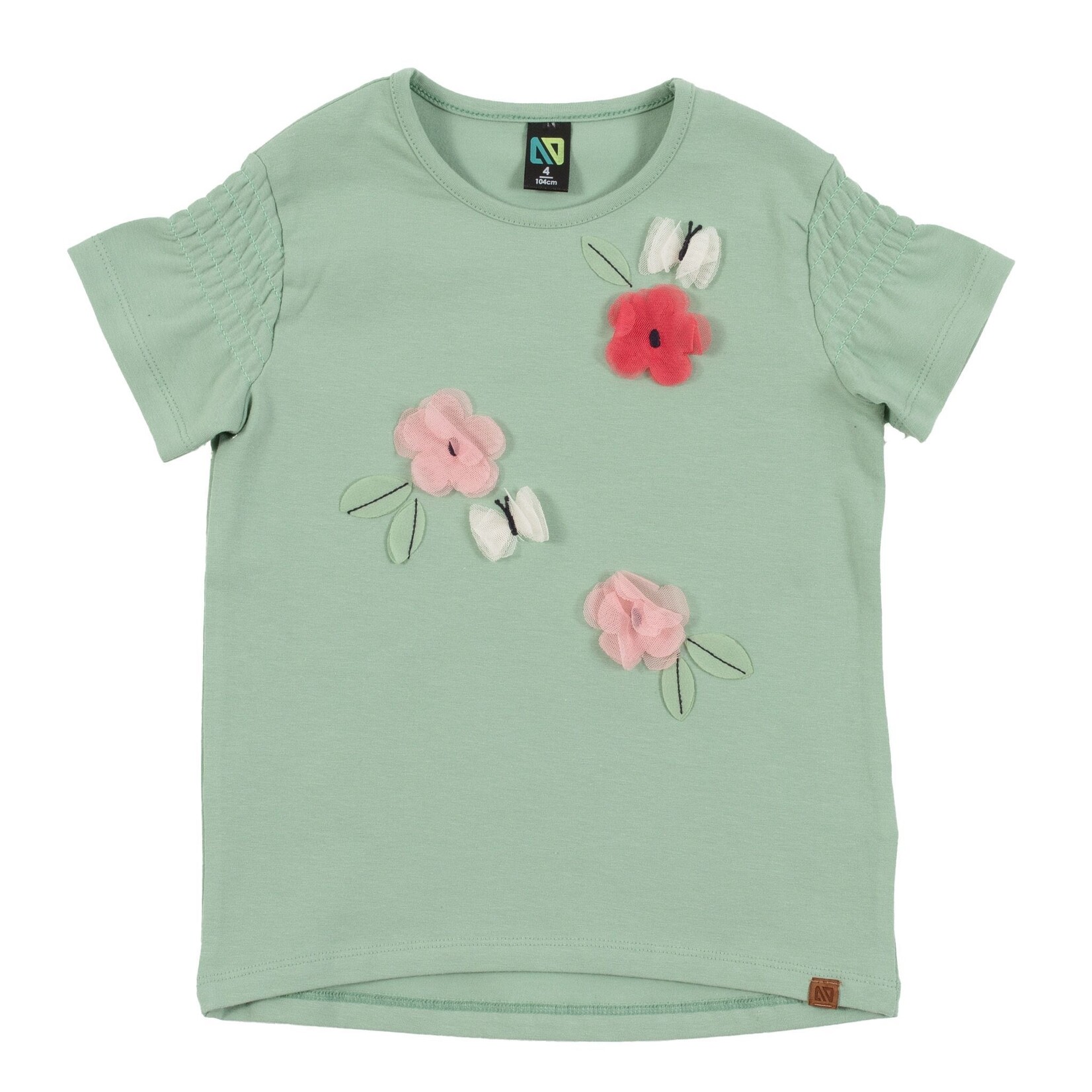 Nanö NANÖ - T-shirt à manches courtes vert avec imprimé 3D de fleurs 'Douce Coccinelle'
