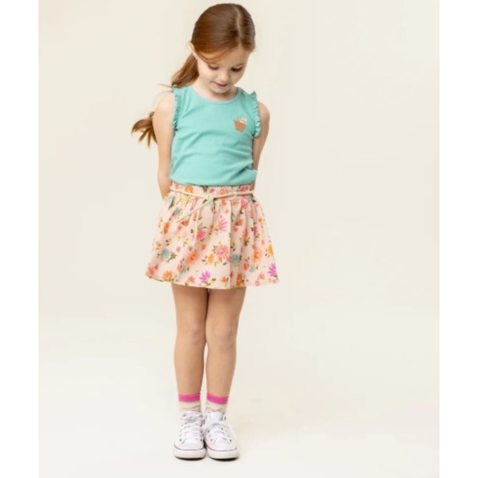 Nanö NANÖ - Turquoise camisole with ruffled shoulders 'Petit Pouce Vert'