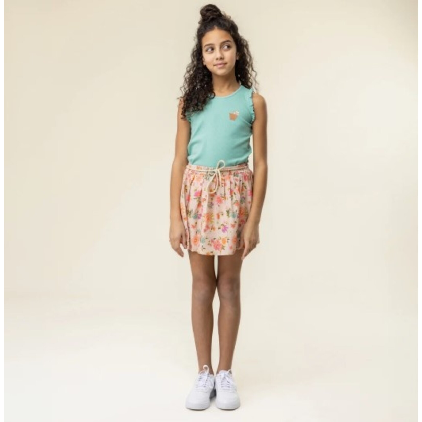 Nanö NANÖ - Turquoise camisole with ruffled shoulders 'Petit Pouce Vert'