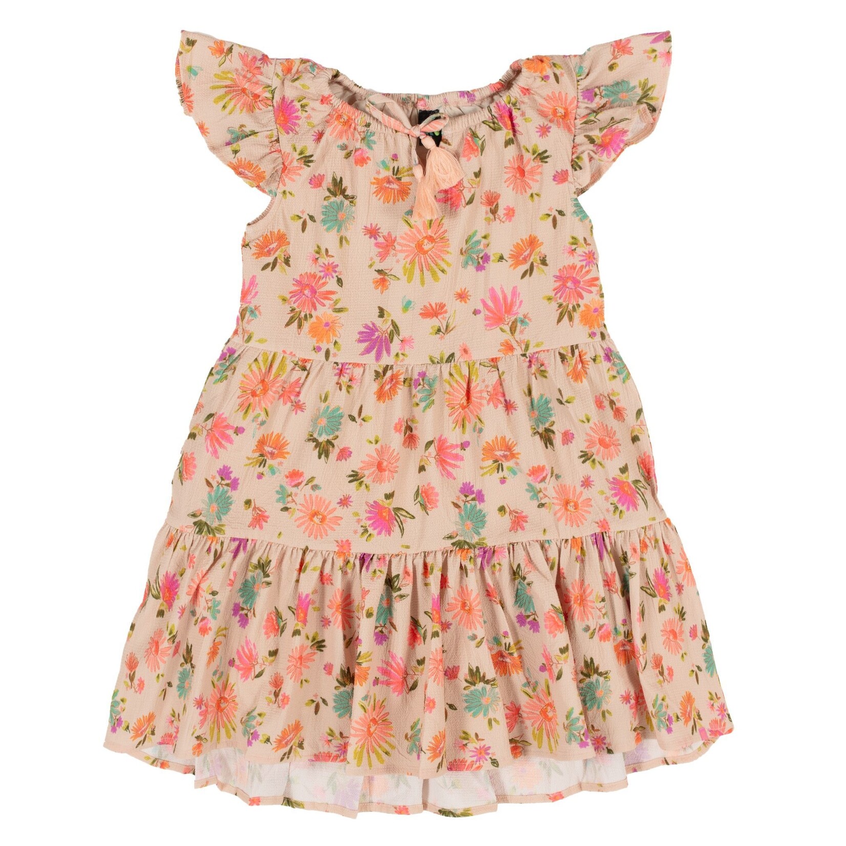 Nanö NANÖ - Printed crepe dress with short ruffled sleeves 'Petit Pouce Vert'