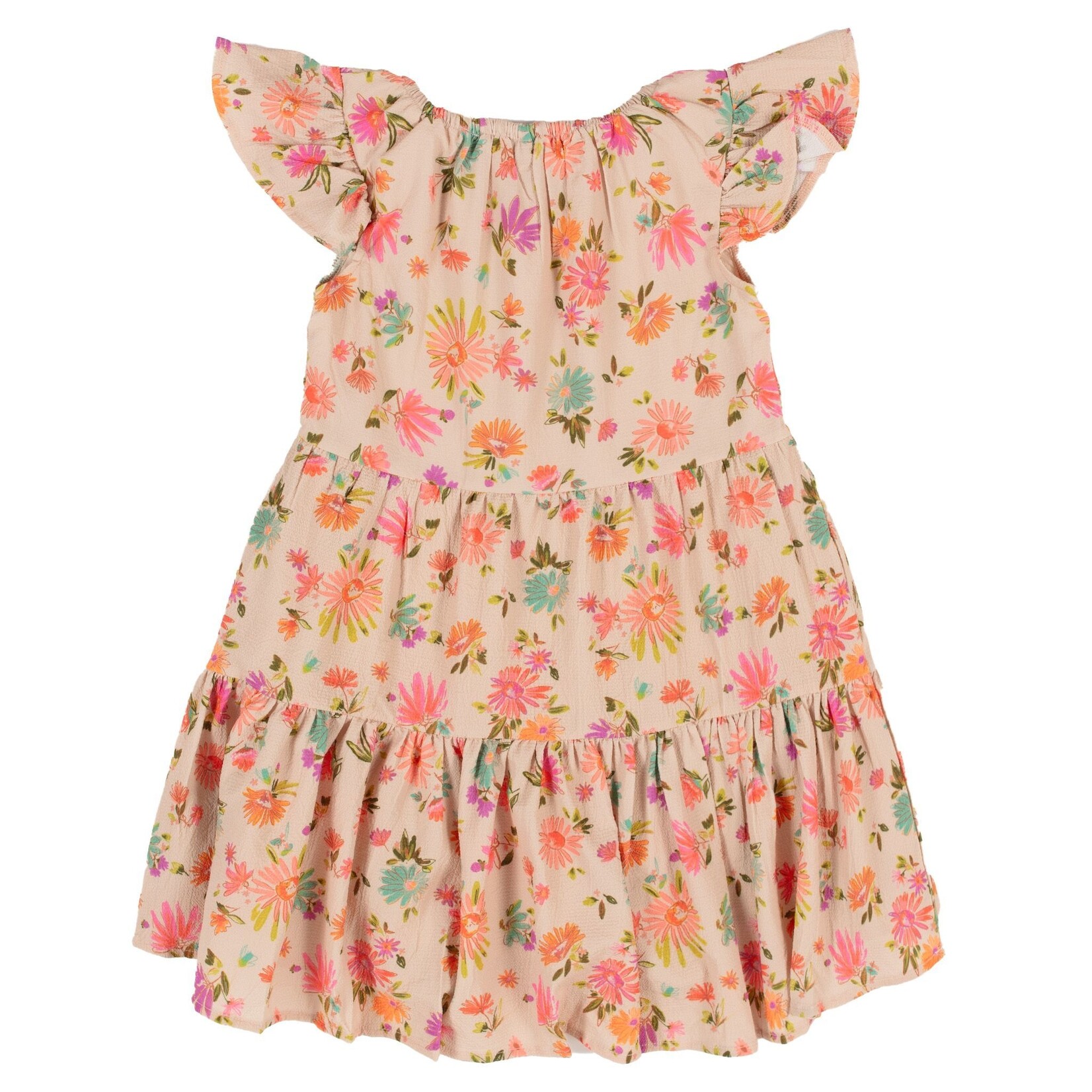 Nanö NANÖ - Printed crepe dress with short ruffled sleeves 'Petit Pouce Vert'