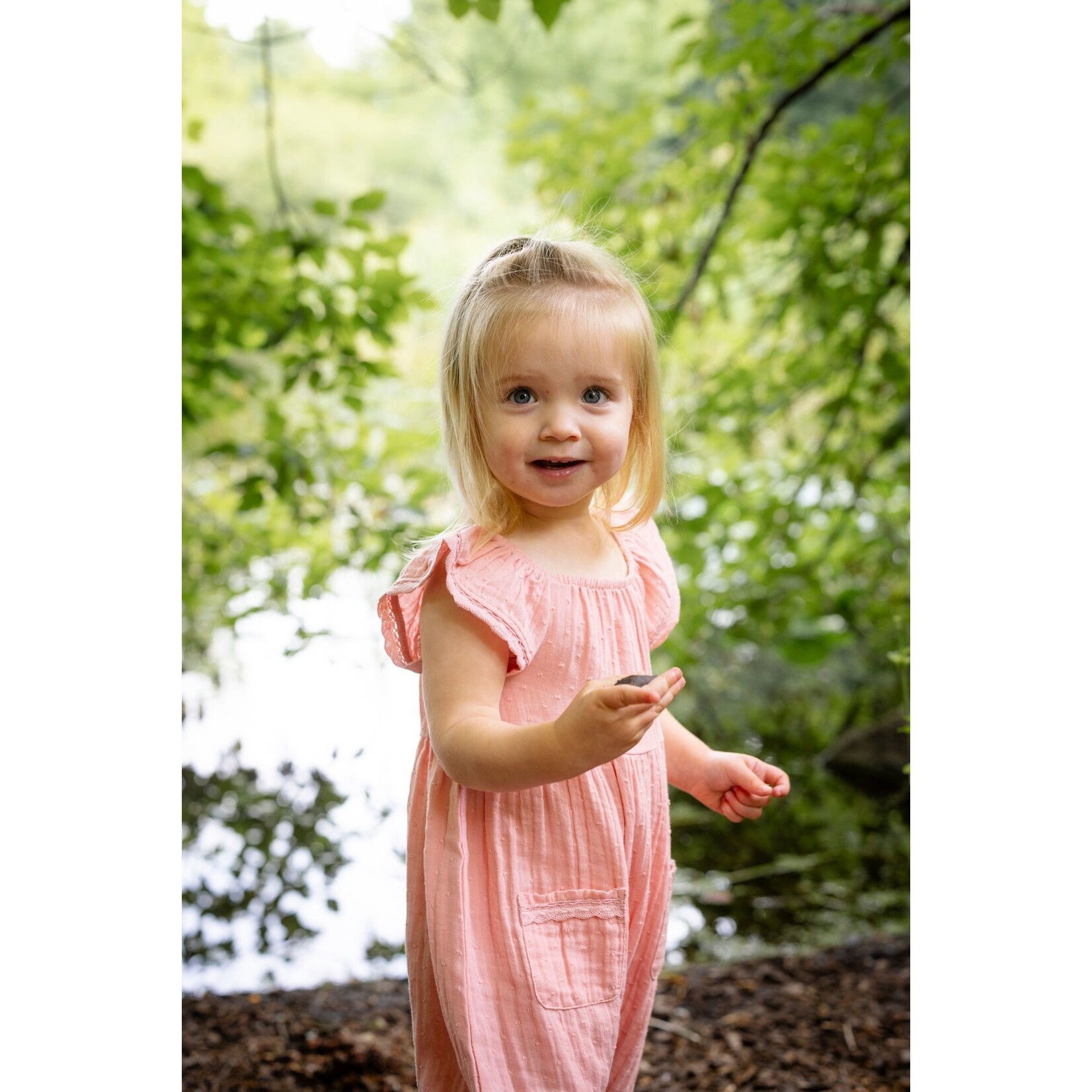 Nanö NANÖ - Light pink muslin cotton romper 'Coccinelle'