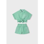 Mayoral MAYORAL - Mint Coloured Short and Tie Up Blouse