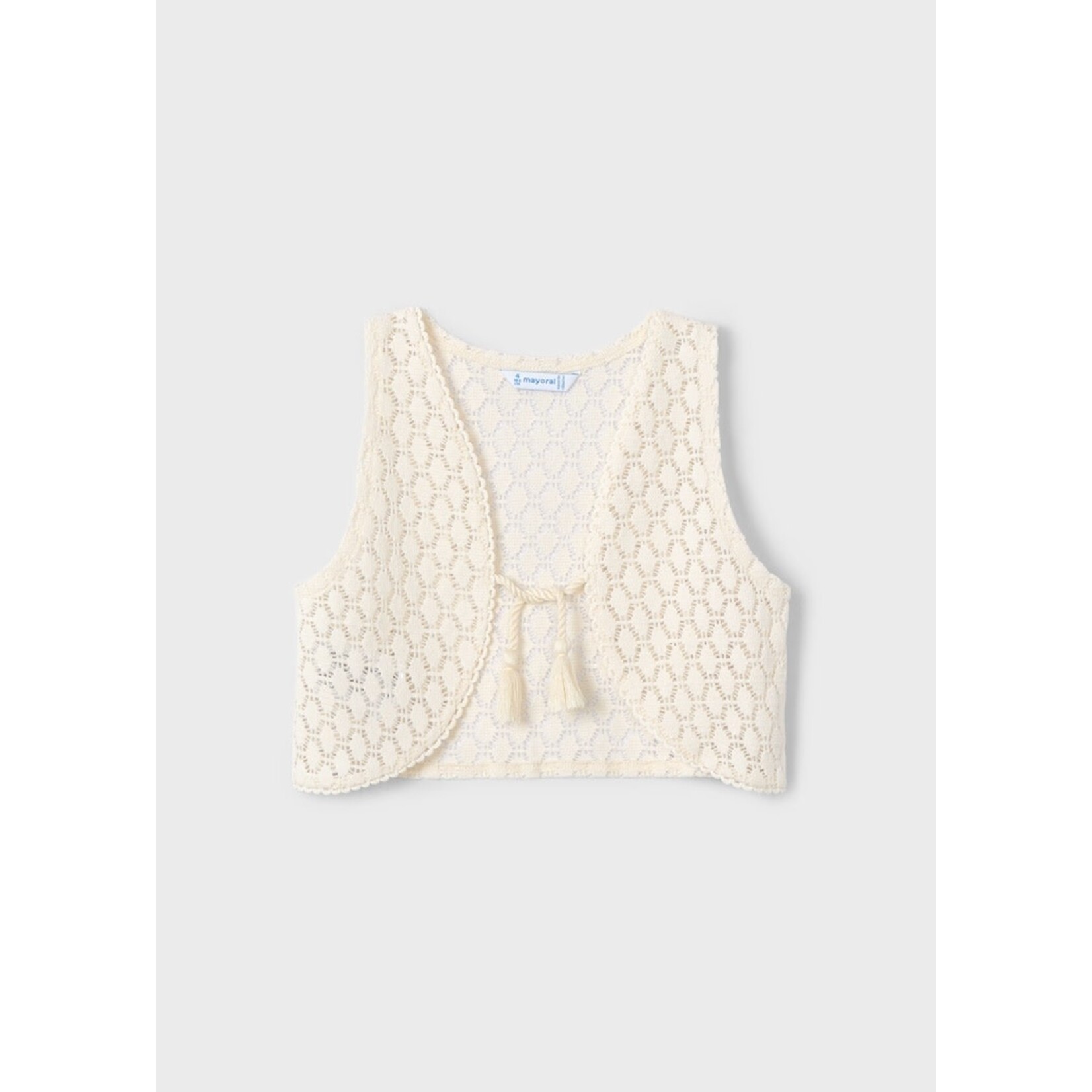 Mayoral MAYORAL - 2 piece set with cream t-shirt and a matching crocheted vest.