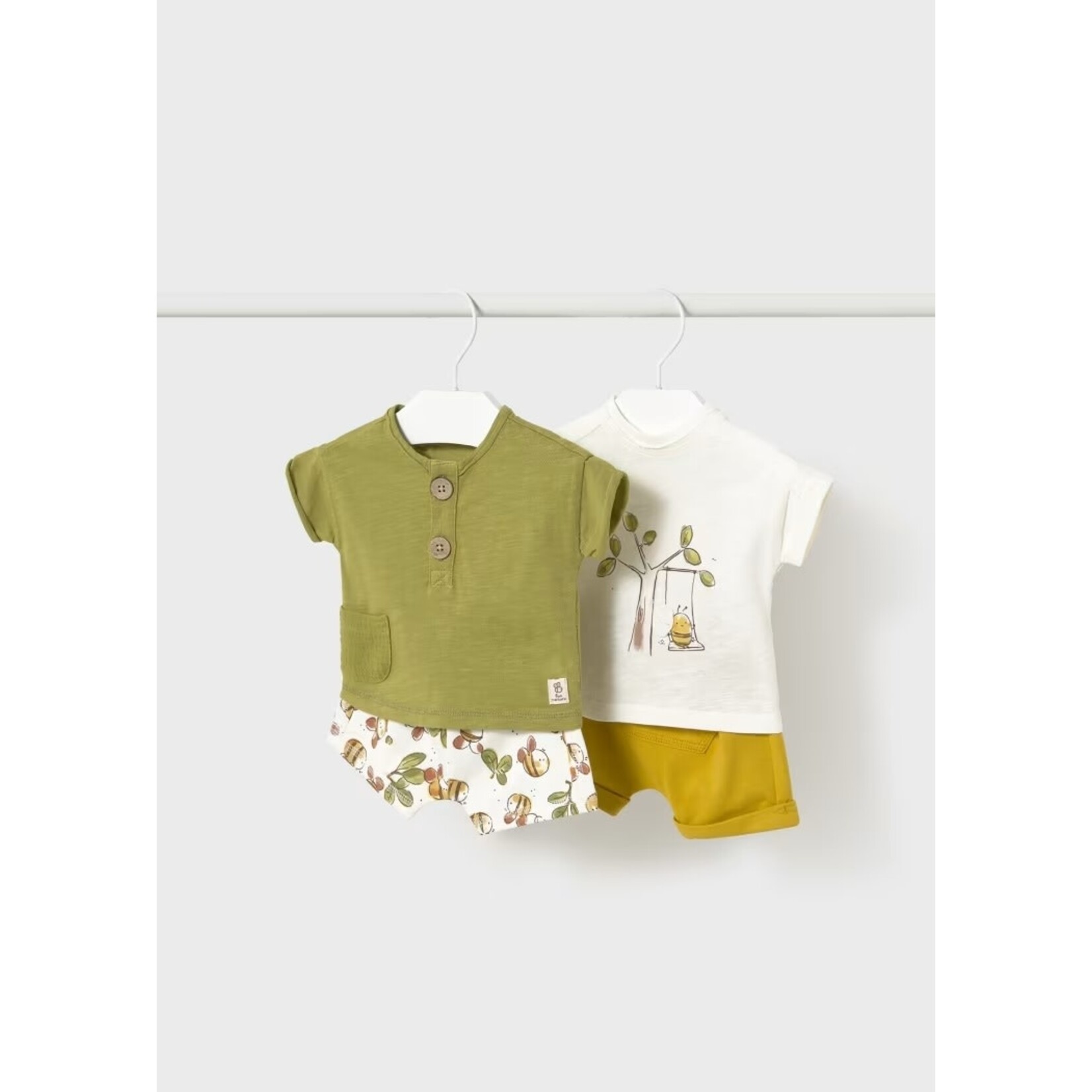 Mayoral MAYORAL - Ensemble deux pièces - T-shirt à manches courtes vert olive et short avec motif d'abeilles