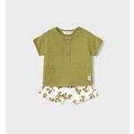 Mayoral MAYORAL - Ensemble deux pièces - T-shirt à manches courtes vert olive et short avec motif d'abeilles