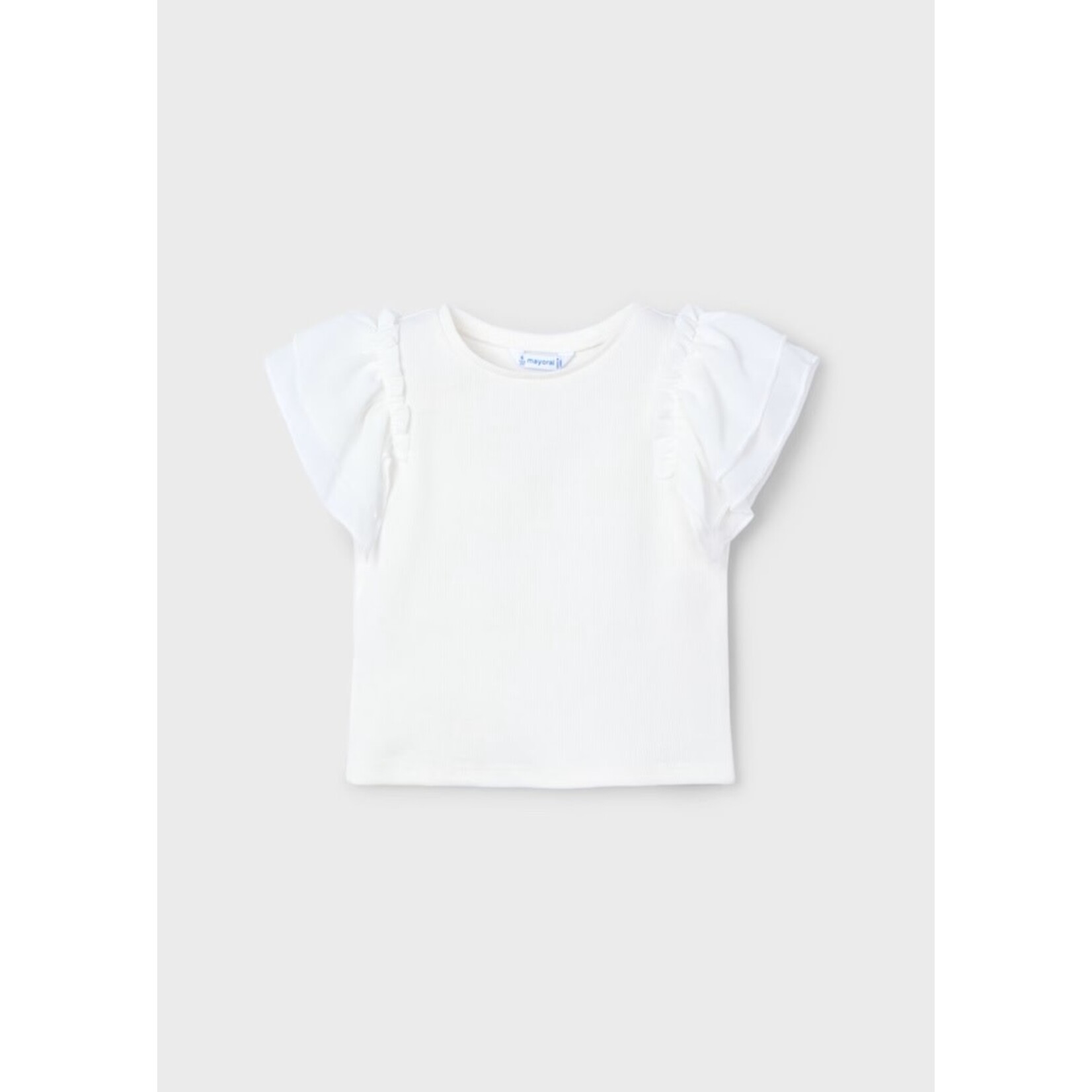 Mayoral MAYORAL - T-shirt à manches courtes avec volants - Écru