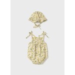 Mayoral MAYORAL - Barboteuse et chapeau avec motif de fleurs - Jaune et Vert