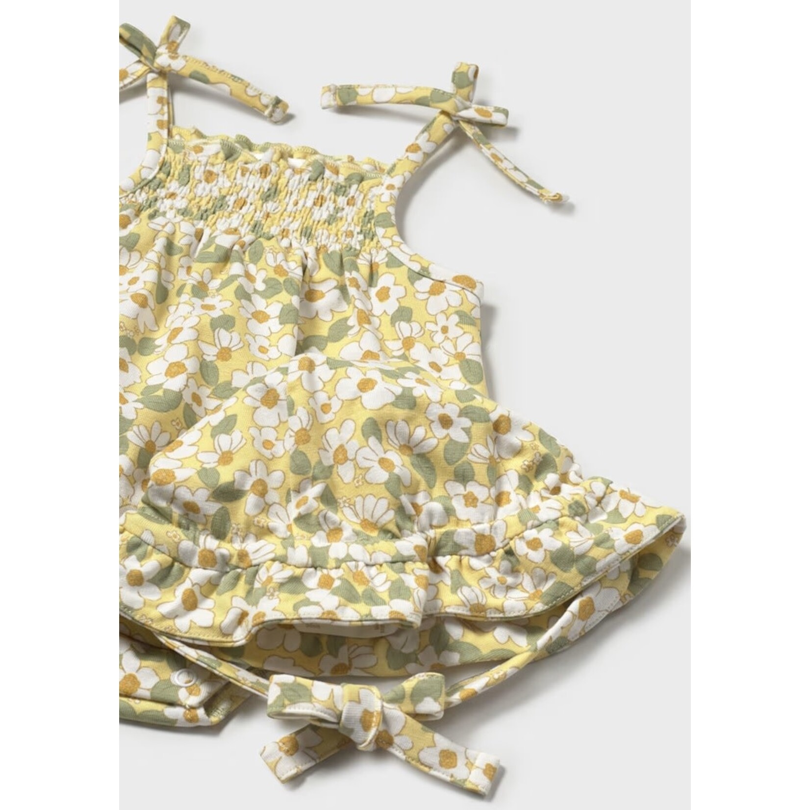 Mayoral  MAYORAL - Romper and hat with flower pattern - Yellow and Green