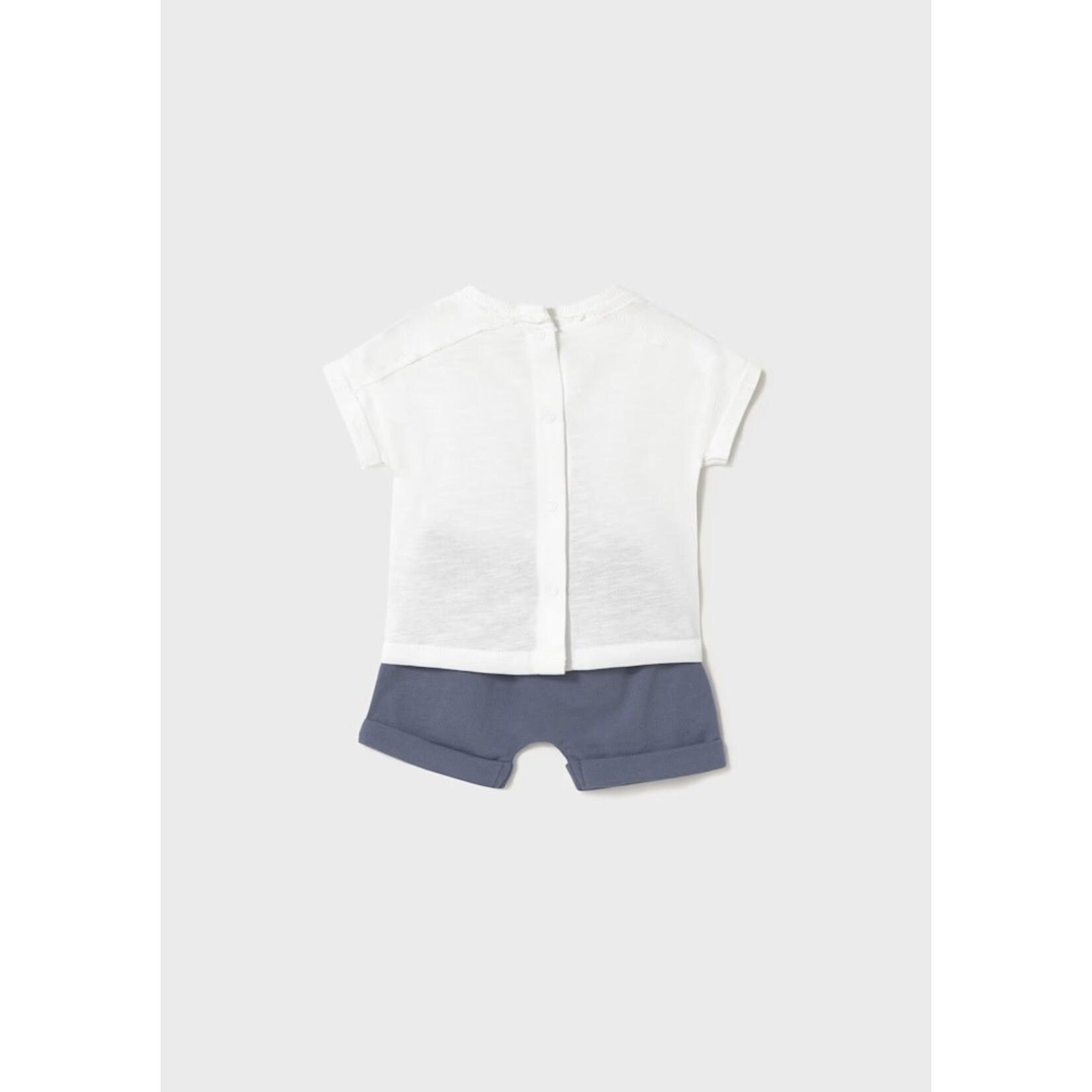 Mayoral  MAYORAL - 2-piece set - Blue shorts with a pocket and white t-shirt with bird embroidery